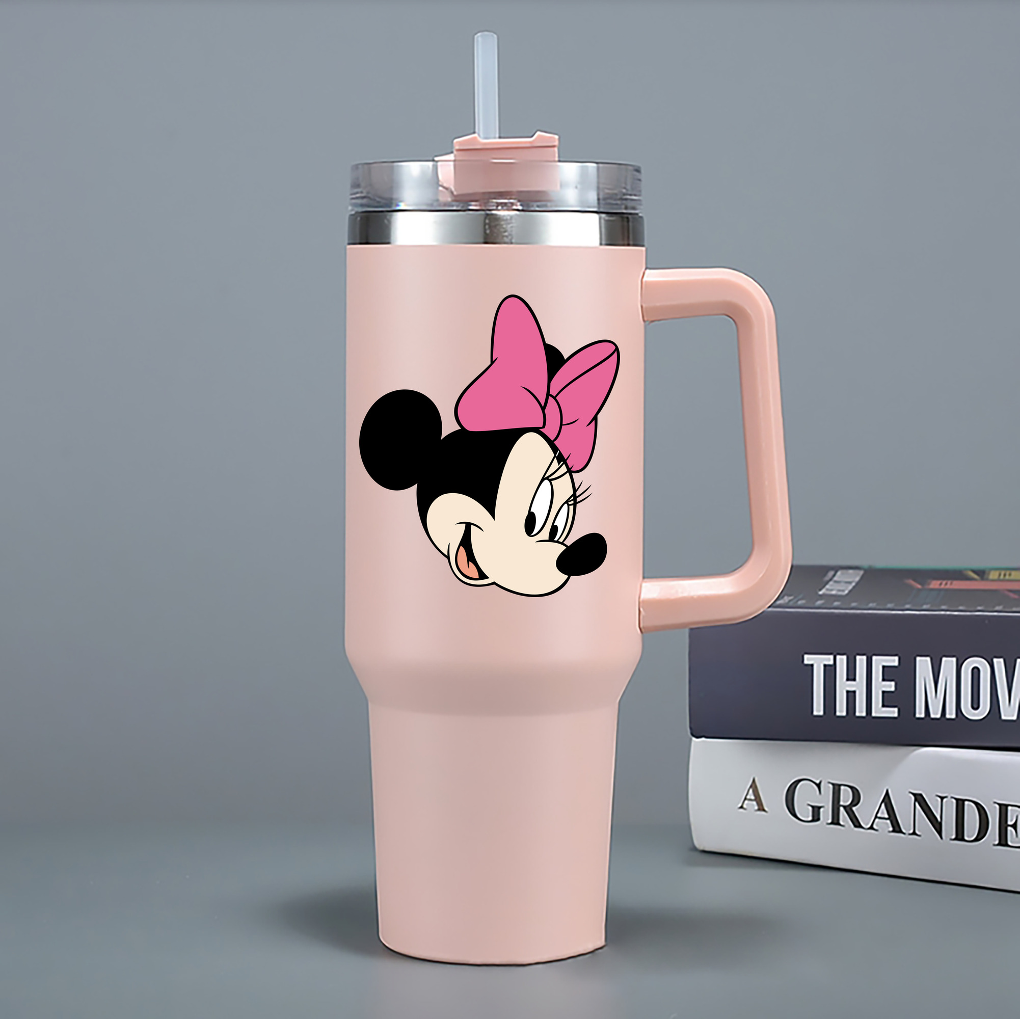 （画像用） ミッキーマウス Mickey Mouse 1200mL車用タンブラー - クリスタルステッカー（プラスチックストロー付き）